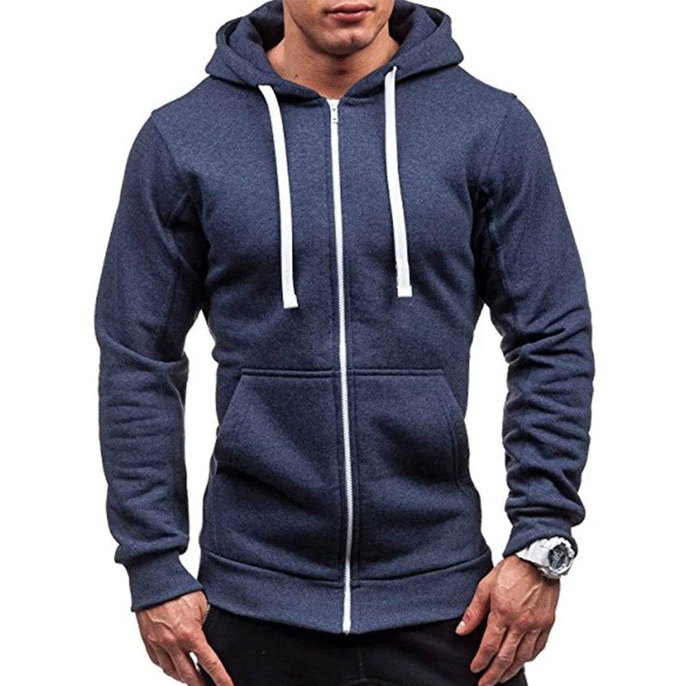 King Billion Men's Casual Zip Hooded Sweatshirt - Solid Colour Jacket - Buy Center