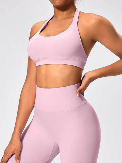 Women’s Summer Fitness Set - High Waist Yoga Shorts & Backless Bra - Buy Center