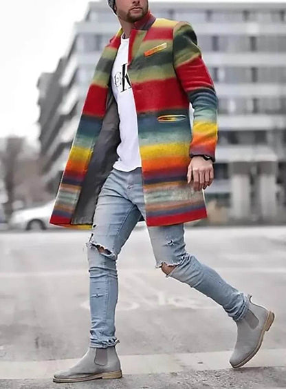 Men's Spring Woolen Trench Coat - Casual Street Style with Pockets - Buy Center