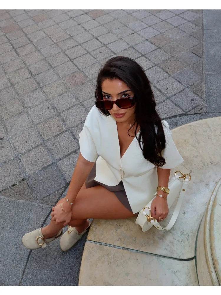 ZACK&RAIN Women’s V-Neck Casual Knitted Vest - Short Sleeve Top - Buy Center