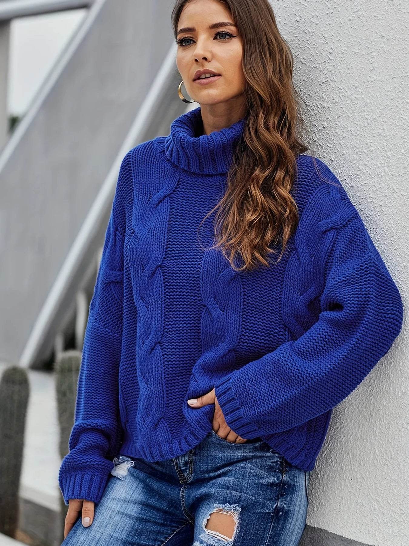 Cozy Women's Turtleneck Sweater - Autumn/Winter Pullover, Loose Fit - Buy Center