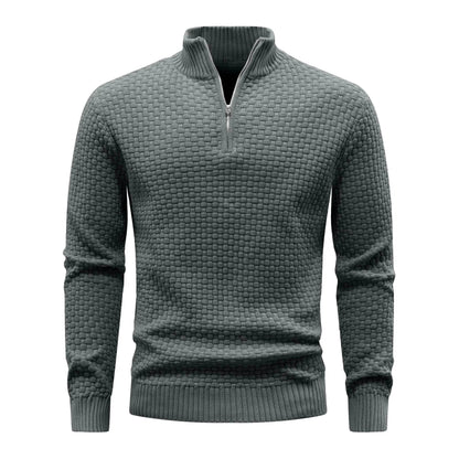 Slavinson Men's Sweater Winter Warm Zip Up Pullover Waffle Knit Mock Neck Turtleneck Soft Long Sleeve Top US Size - Buy Center