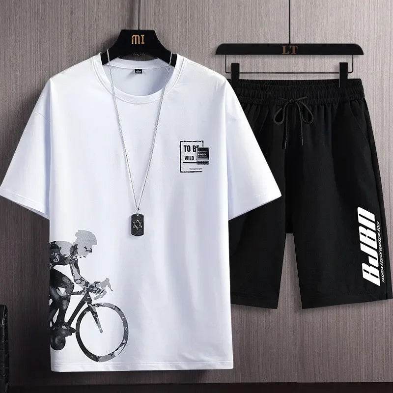 XMSFTD Men's Summer T-Shirt and Shorts Set - Casual Sportswear - Buy Center