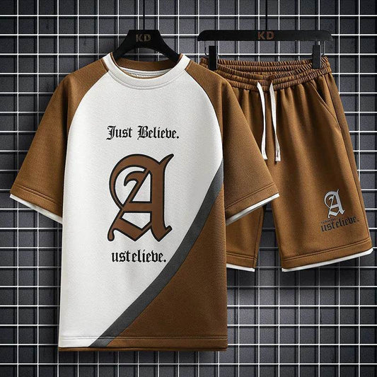 Summer Men’s Plaid Short Sleeve T-Shirt & Shorts Set - Casual Sportswear - Buy Center