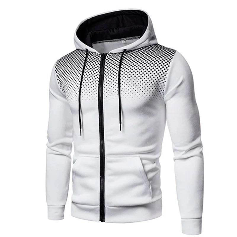 Men's Slim Fit Polka Dot Hoodie with Zipper Pocket - Casual Wear - Buy Center