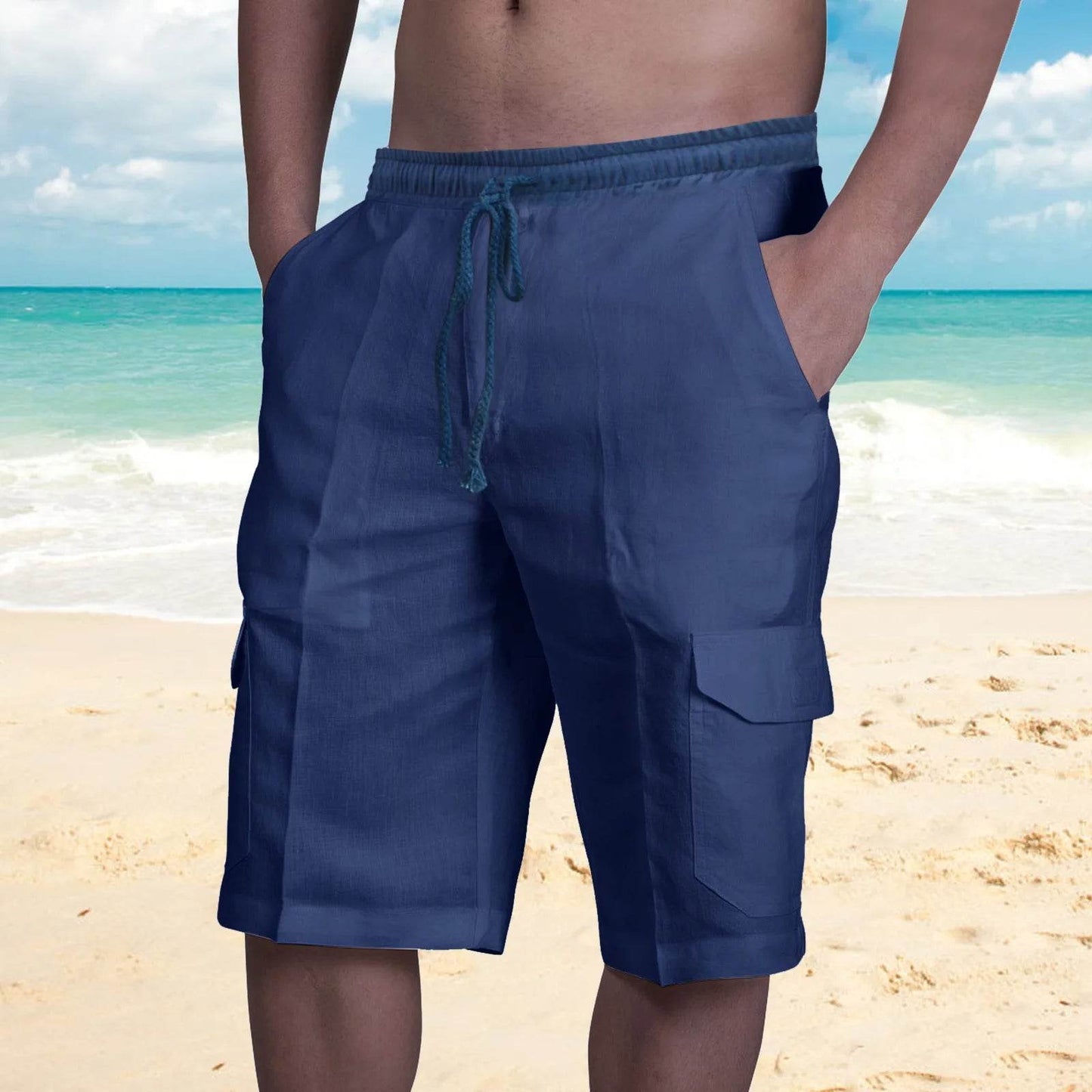Men's Casual Cotton and Linen Shorts - Comfortable Beach Overalls - Buy Center