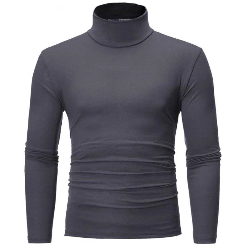 Bigsweety Men's Slim Fit Turtleneck Pullover - Casual Solid Color Top - Buy Center