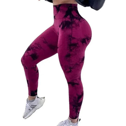 Sexy High Waist Yoga Leggings - Tie-Dye Seamless Fitness Tights - Buy Center