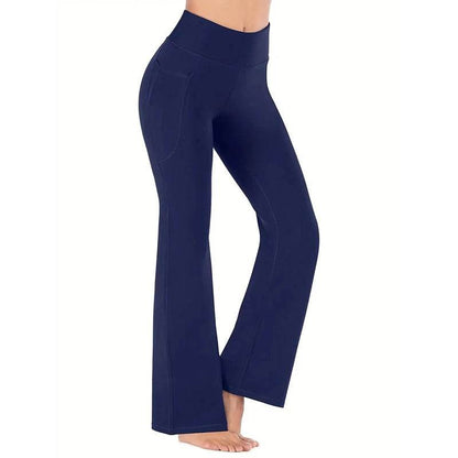 Women's High Waist Flared Yoga Pants with Pockets - Fitness Essential - Buy Center