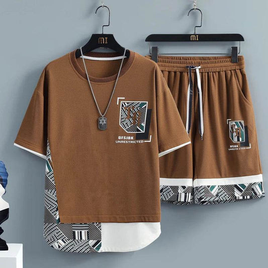 Men's Summer Tracksuit - Fashion Print T-Shirt & Shorts Set - Buy Center