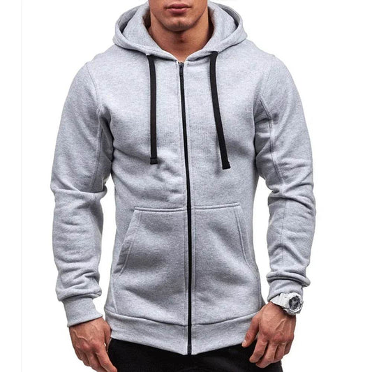 King Billion Men's Casual Zip Hooded Sweatshirt - Solid Colour Jacket - Buy Center