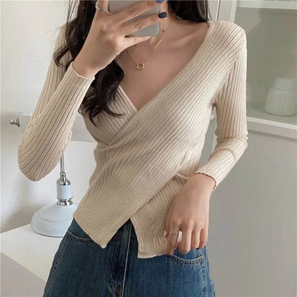 XIBUSANA Women’s V-Neck Knitwear - Casual Long Sleeve Pullover - Buy Center