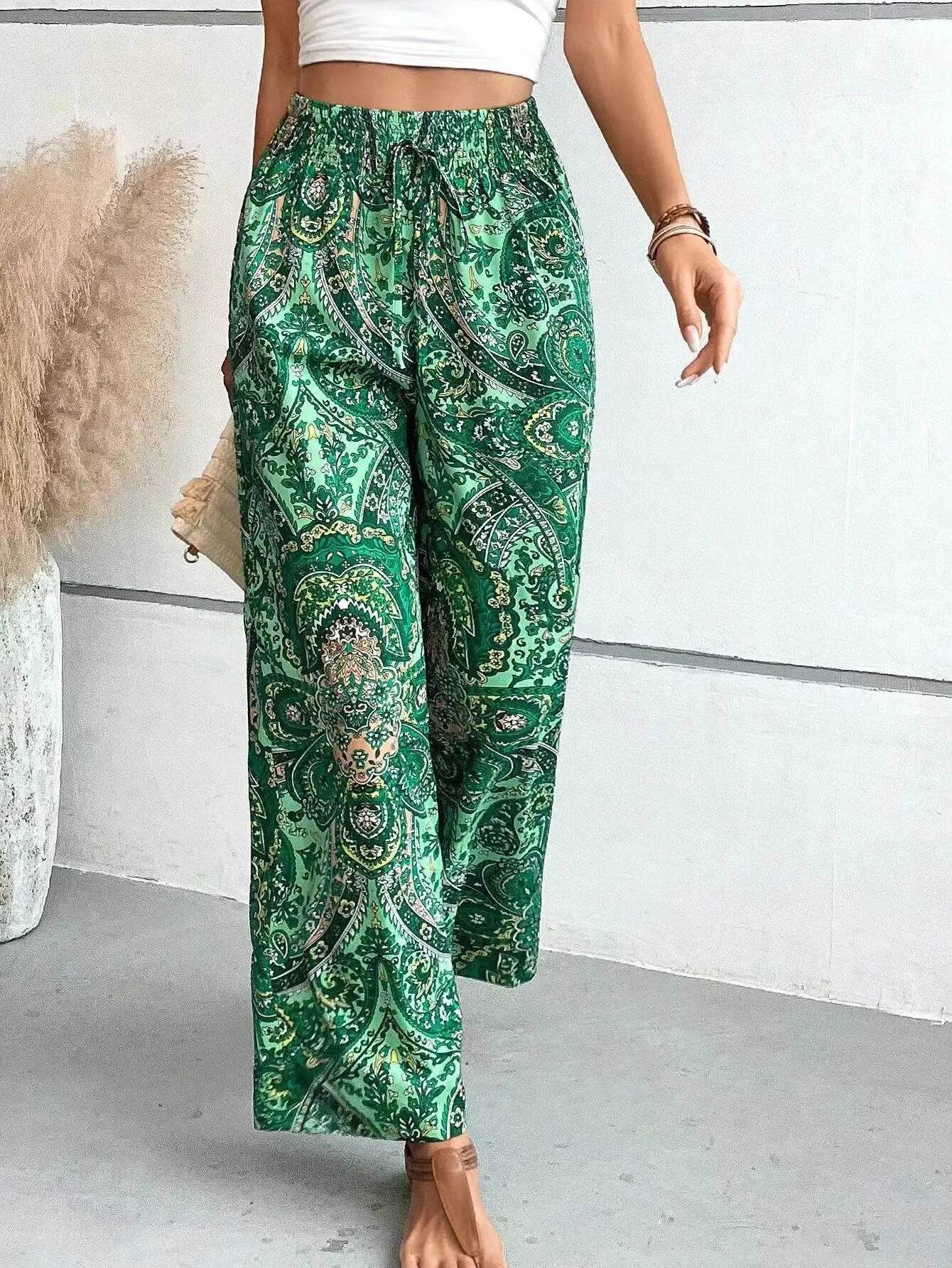 Vintage Tie Dye Wide-Leg Pants for Women - Casual Spring Style - Buy Center
