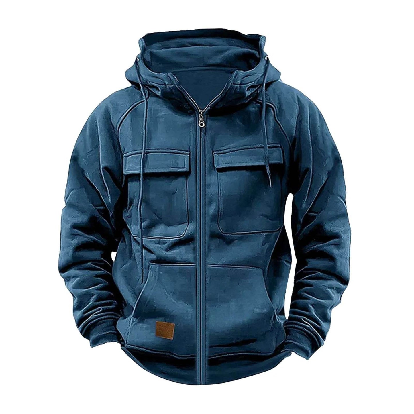 FAVOCENT Men's Hooded Hoodie Jacket - Multi Pocket Zipper Sweatshirt - Buy Center
