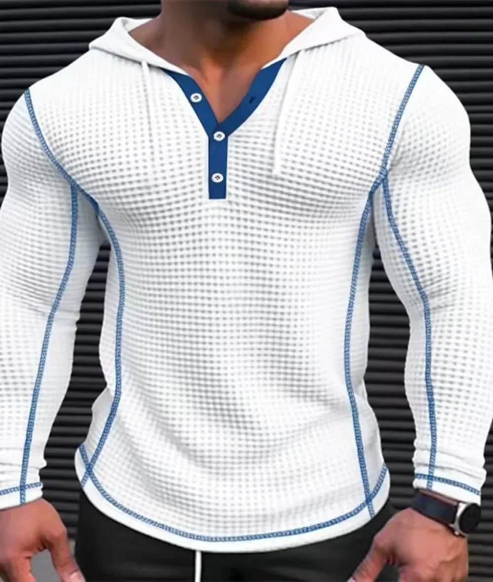 Slim Fit V-Neck Hoodies for Men - Casual Polyester Long Sleeve - Buy Center