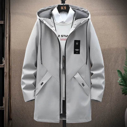 2023 Men's Casual Hooded Jacket - Solid Color, Medium-Length Zip-Up - Buy Center