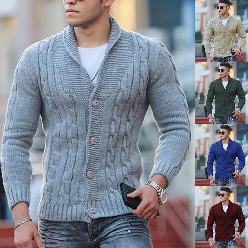 Kalenmos Men’s V-Neck Loose Sweater - Cozy Casual Cardigan for Autumn - Buy Center