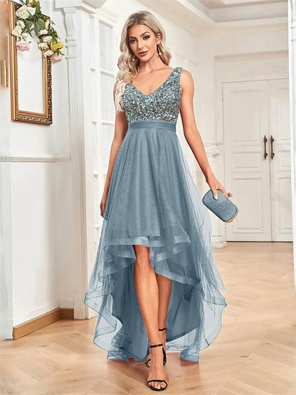 BluePlum Sleeveless Sequin Evening Dress - Formal Floor-Length Gown - Buy Center