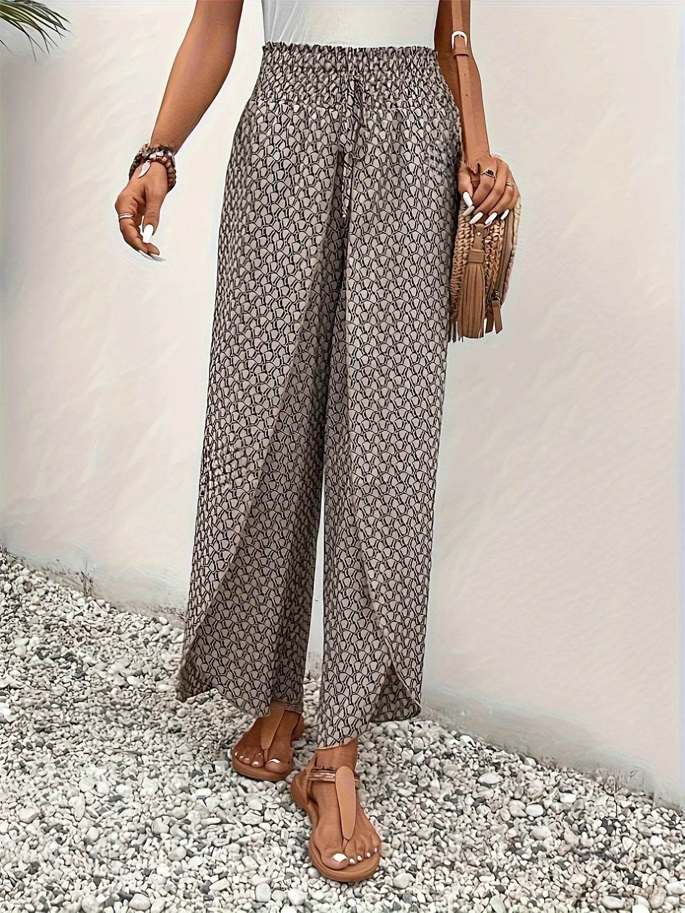 Elegant Wide Leg Pants for Women - Casual Beach Trousers - Buy Center