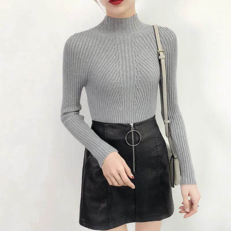 Women’s Slim Turtleneck Sweater - Casual Knit Pullover for Winter - Buy Center