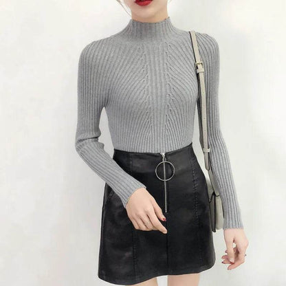 Women’s Slim Turtleneck Sweater - Casual Knit Pullover for Winter - Buy Center
