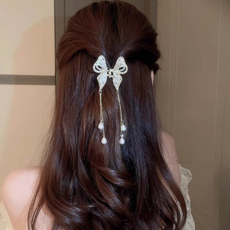 Elegant Golden Pearl Tassel Hairpin - Wedding Hair Jewelry for Women - Buy Center