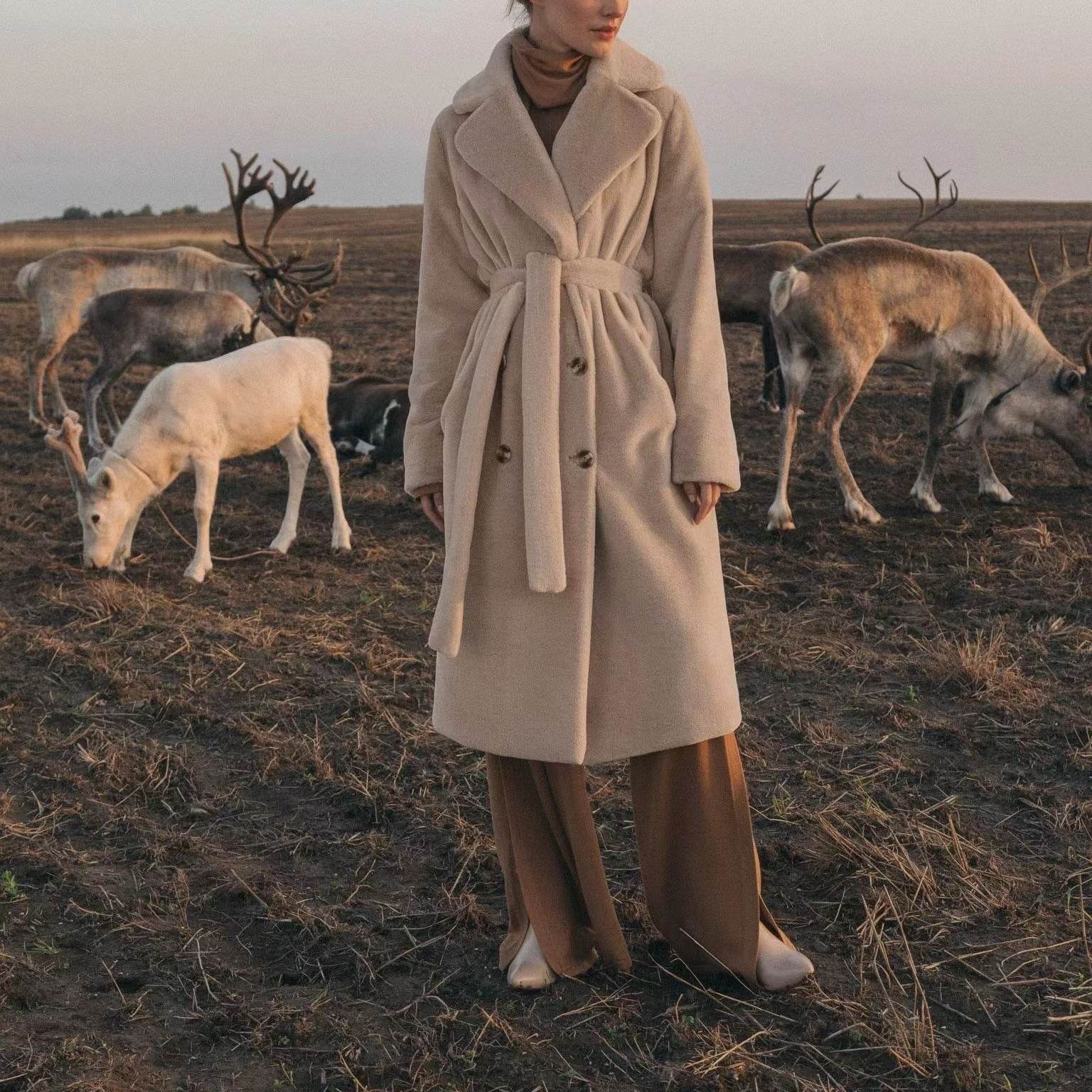 Women's Thick Mink Velvet Trench Coat - Warm & Stylish for Autumn/Winter - Buy Center