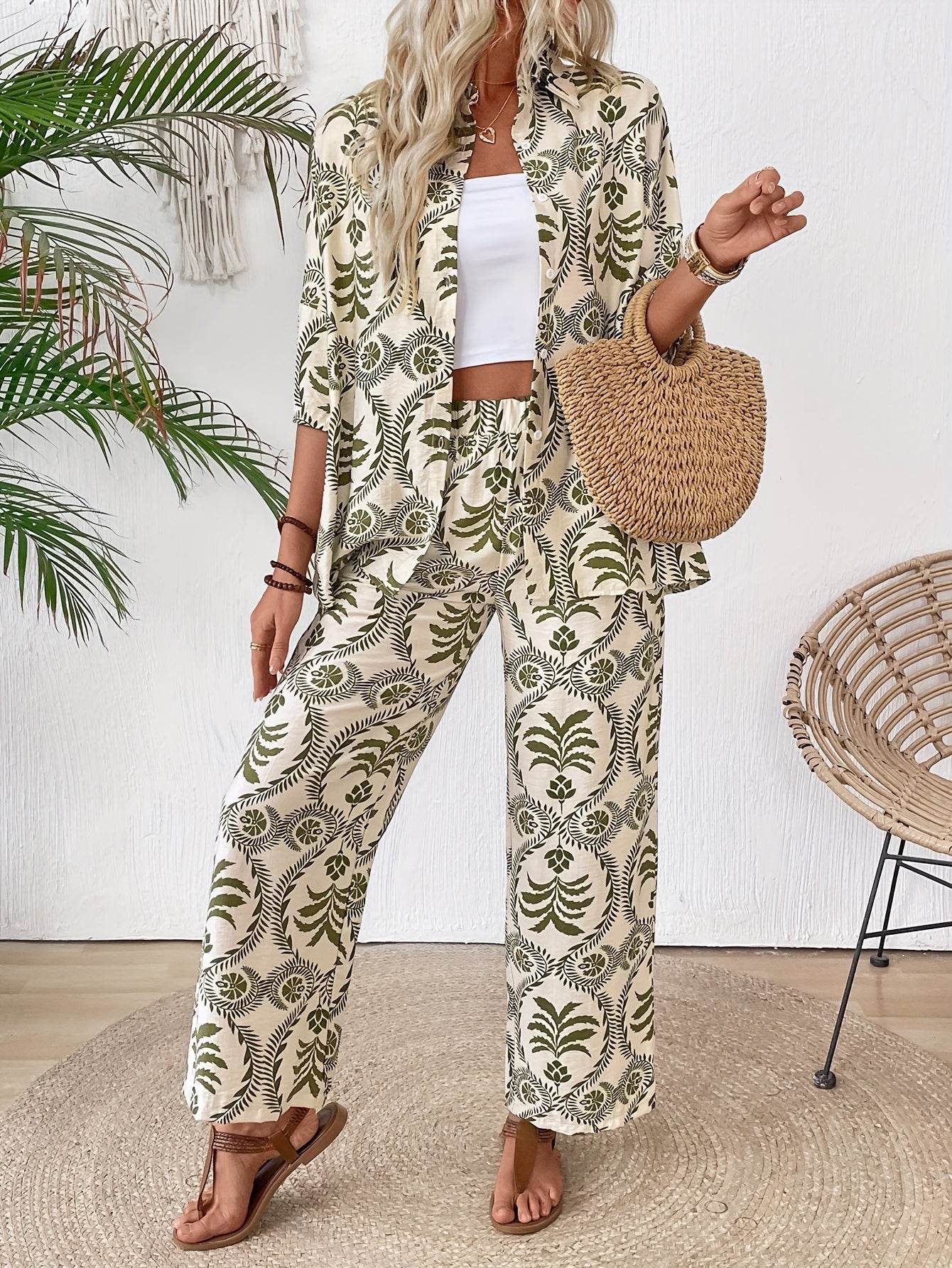Women's Spring Summer Vacation Two-Piece Set - Tropical Style - Buy Center