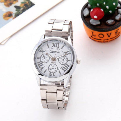 Geneva Alloy Quartz Watch for Men - Stylish Gold & White Design - Buy Center