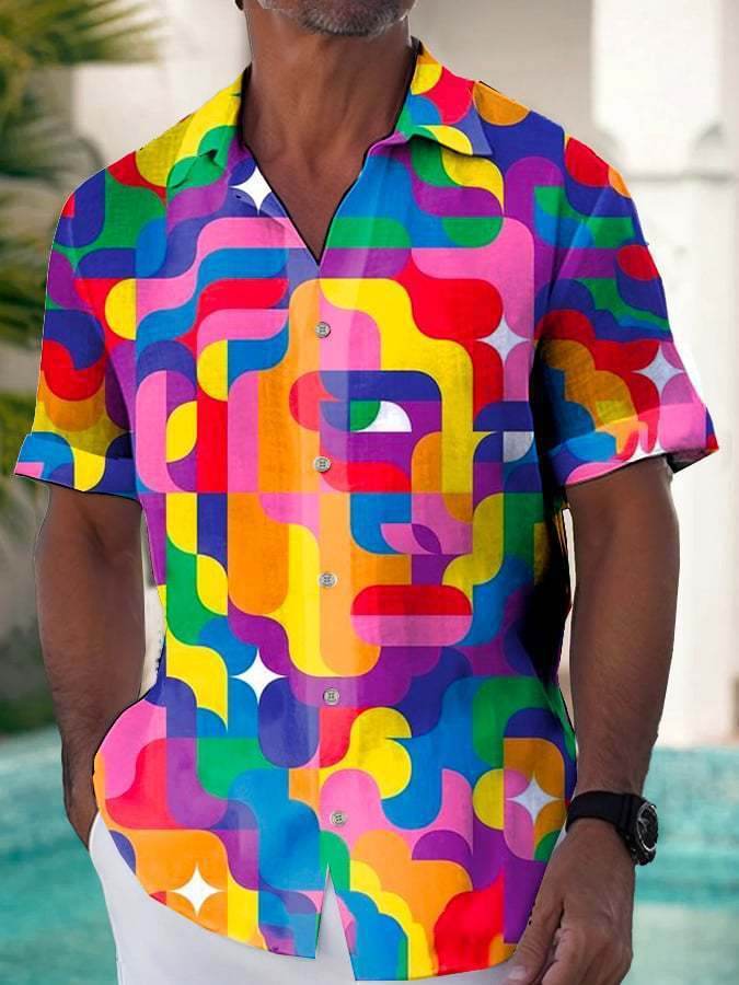 Stylish Men's Printed Shirt - Loose Fit & Casual Short Sleeve Top - Buy Center