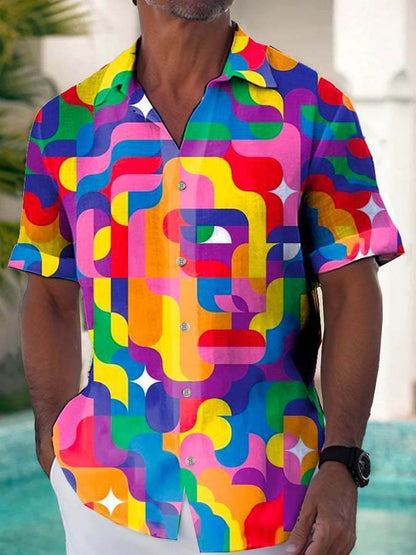 Stylish Men's Printed Shirt - Loose Fit & Casual Short Sleeve Top - Buy Center