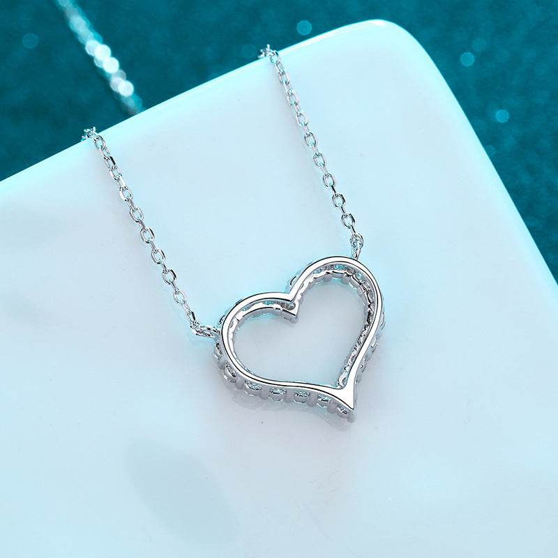Buycenter Heart Shape Necklace for Women - 925 Silver Moissanite Pendant - Buy Center