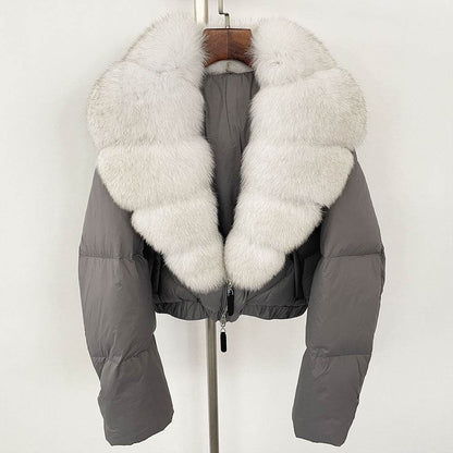 Luxurious Fox Fur Collar Down Jacket - Thick Stylish Coat for Women - Buy Center