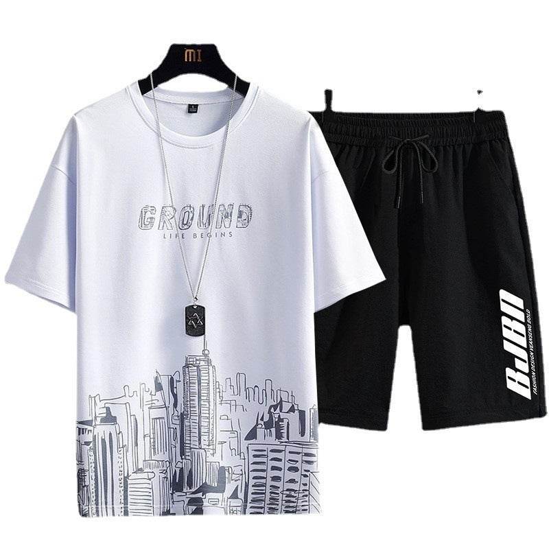 Buycenter Men's Geometric Print Set - Stylish T-Shirt & Shorts Combo - Buy Center