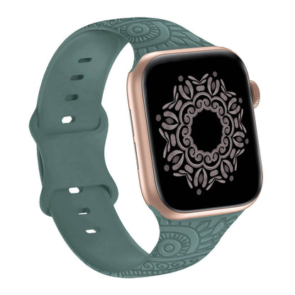Laser Carved Silicone Strap - Cashew Print for Apple Watches 38-49mm - Buy Center