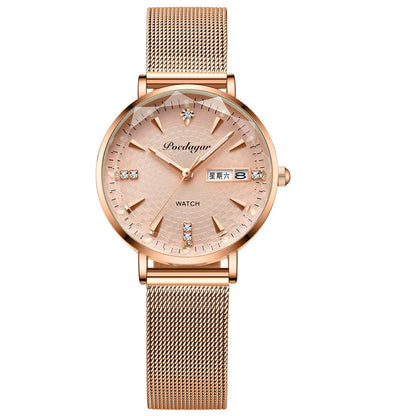 Stylish Women's Quartz Watch - Waterproof Design & Double Calendar Feature - Buy Center