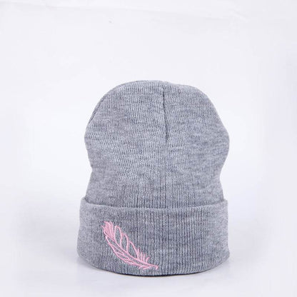 Buycenter Versatile Embroidered Feather Knit Hat - Winter Baseball Cap - Buy Center