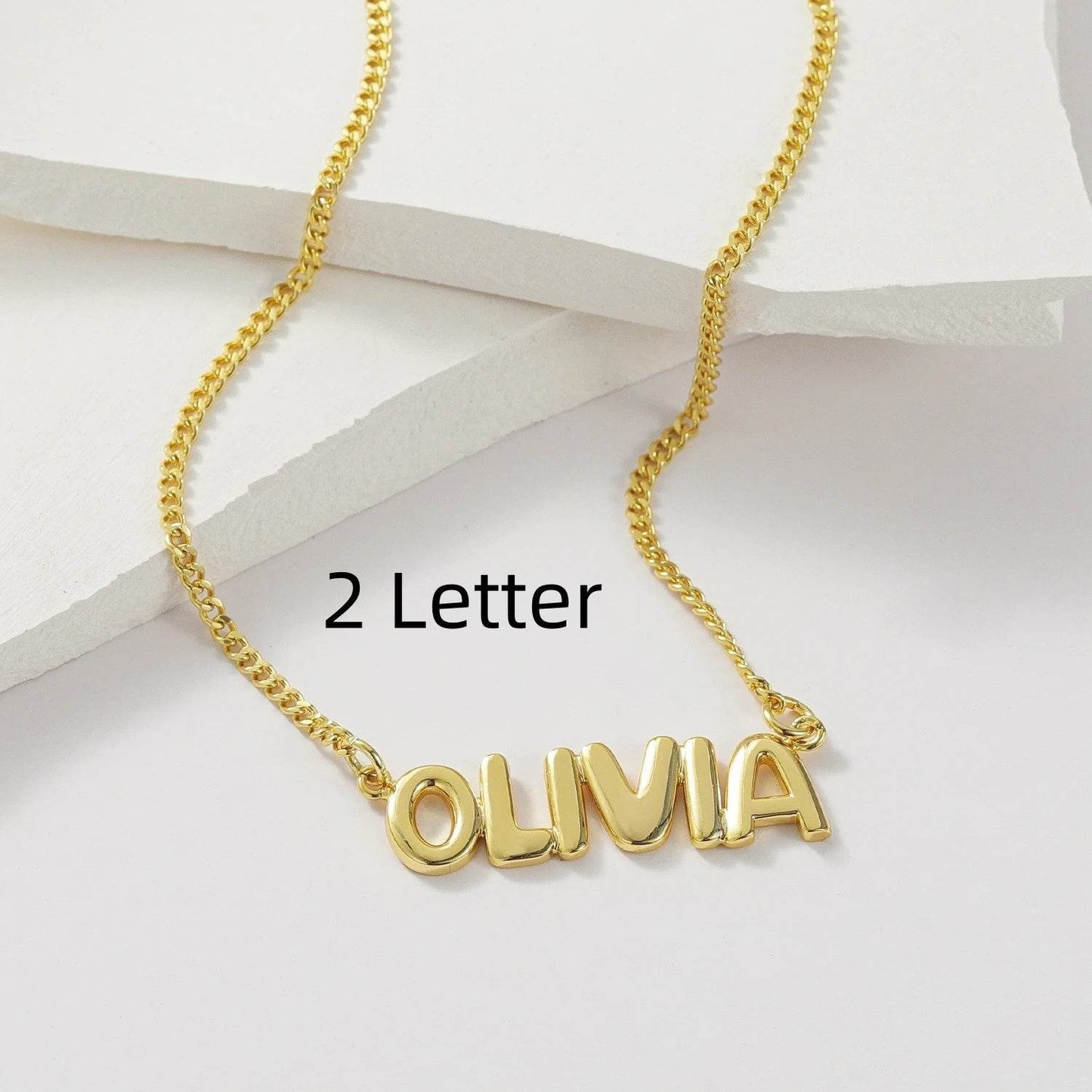 Personalized 3D Bubble Name Necklace - Custom Stainless Steel Jewelry - Buy Center