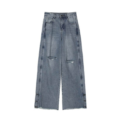 Buycenter Loose Straight Casual Trousers - Wide Leg, Blue & Black Options - Buy Center