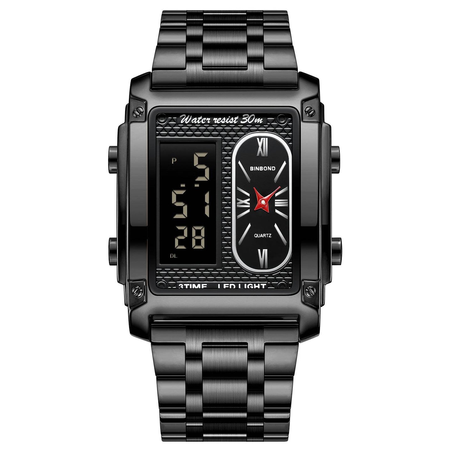 Men's Creative Steel Belt Digital Watch - Waterproof & Multi-Functional Style - Buy Center