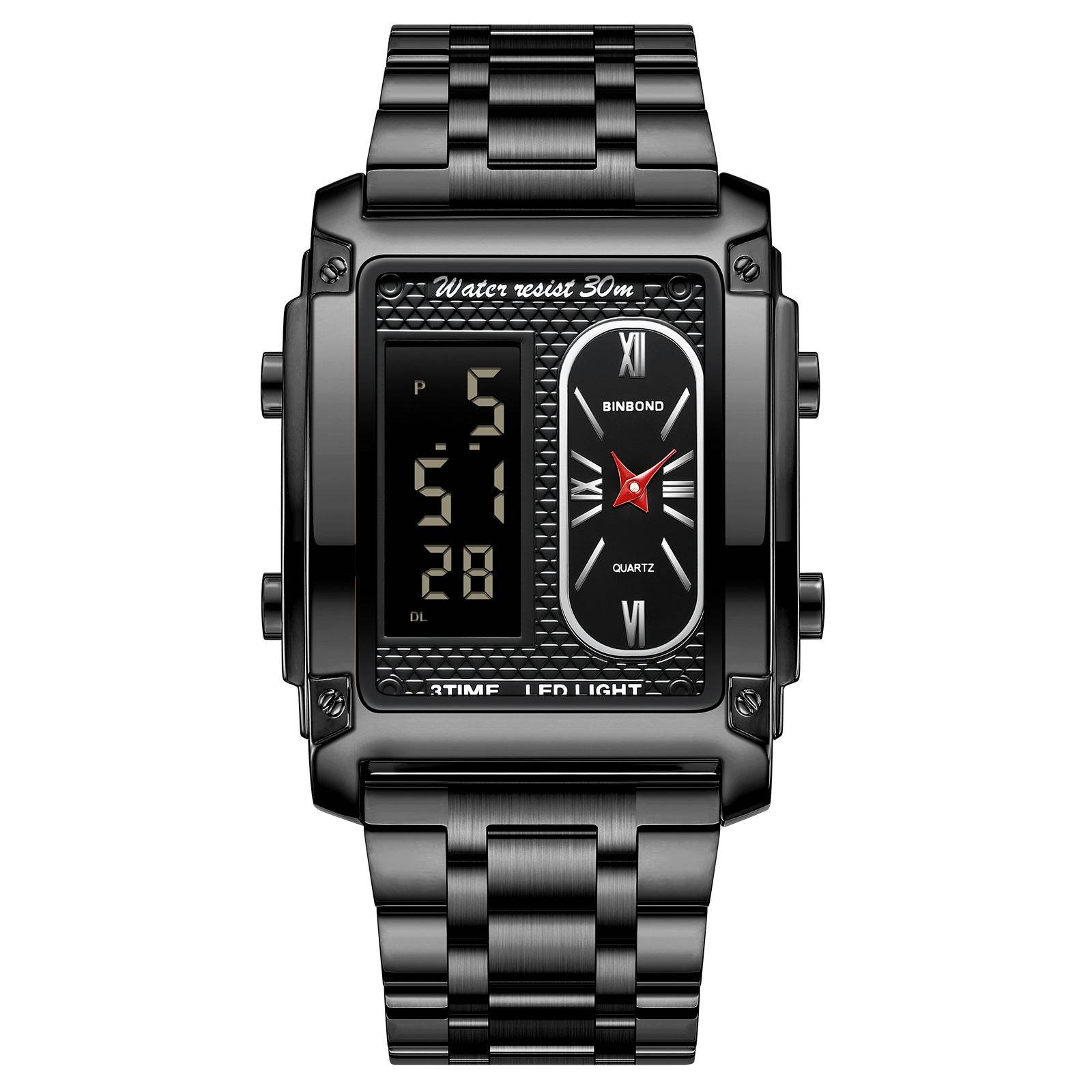 Men's Creative Steel Belt Digital Watch - Waterproof & Multi-Functional Style - Buy Center