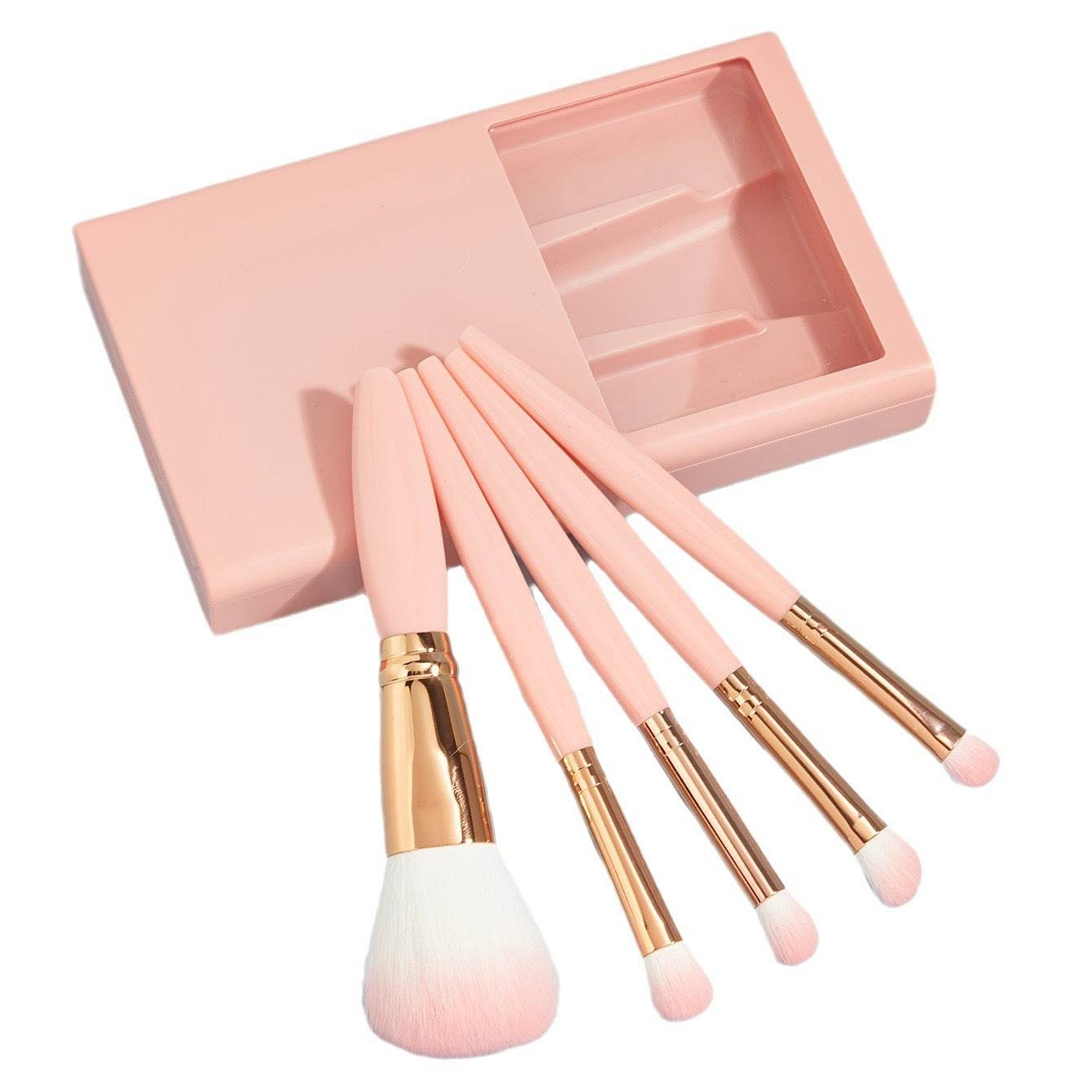 5 PCs Travel Makeup Brush Set with Mirror - Portable Beauty Essentials 2025 - Buy Center