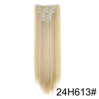 Durable Long Straight Wig Extensions Set - 6-Piece Human Hair Collection - Buy Center