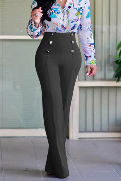 Plus Size Women's Casual Straight-Leg Trousers - High Waist, XL-4XL - Buy Center