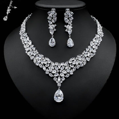 Buycenter Bridal Zircon Necklace & Earrings Set - Love Heart Design - Buy Center