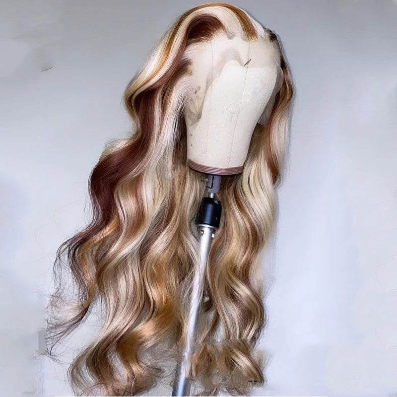 Nabeauty Brown Blonde Human Hair Wig - 22-28 Inch, Pre-Plucked Lace - Buy Center