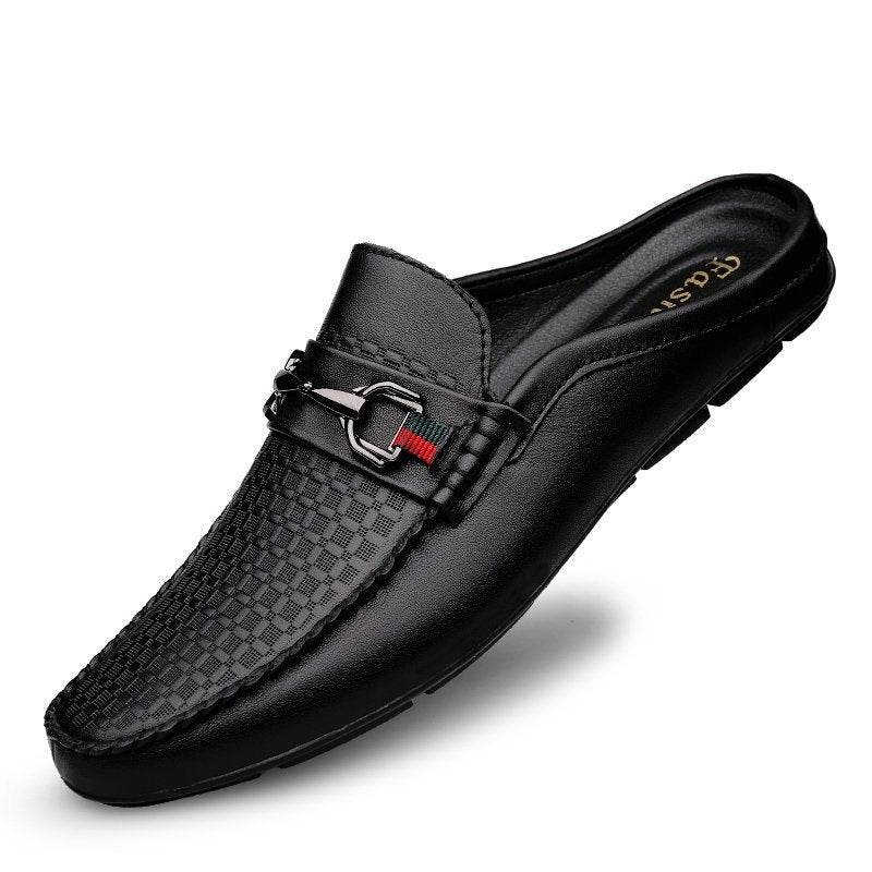 Buycenter Men's Casual Leather Slip-On Half-Slippers - Stylish & Comfortable - Buy Center