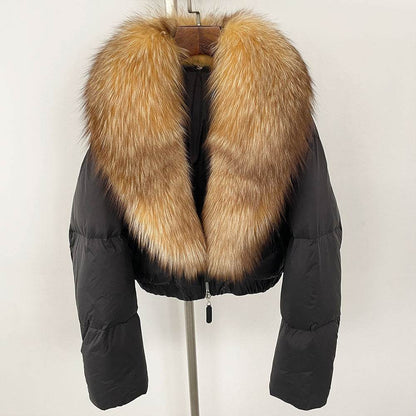 Luxurious Fox Fur Collar Down Jacket - Thick Stylish Coat for Women - Buy Center