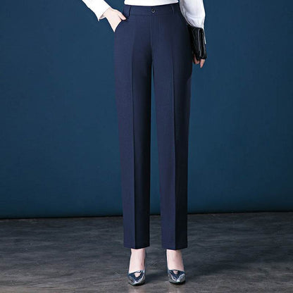 Buycenter Women's High-Waist Casual Suit Trousers - Fashionable Straight-Leg Fit - Buy Center