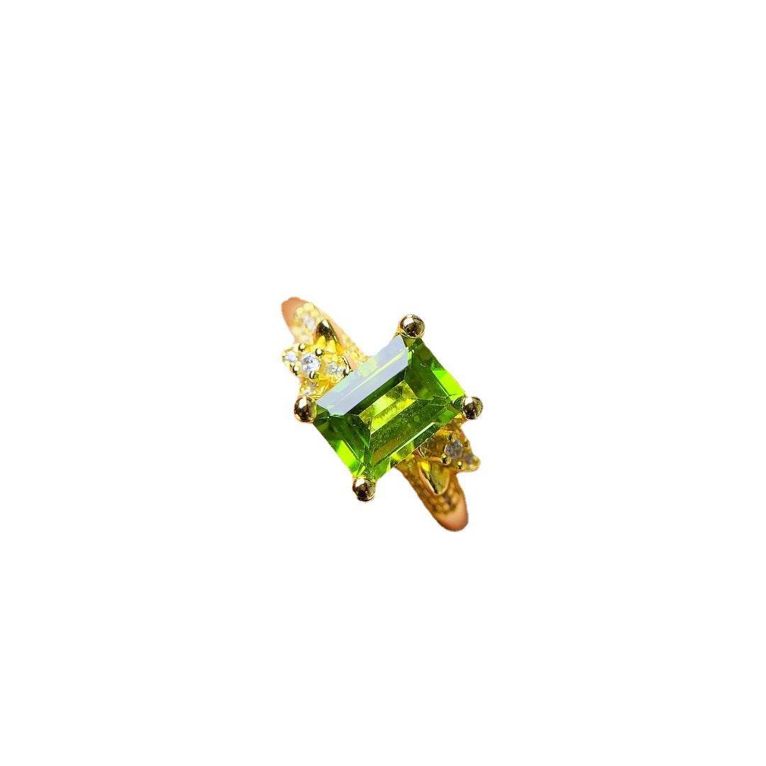 Buycenter Natural Peridot Ring - S925 Silver Polished Jewelry - Buy Center
